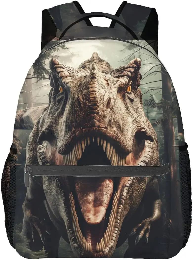 

Dinosaur Backpack, Polyester Laptop Bag, Realistic Animal Roaring in Jungle Backpacks, Fierce Adventure Back Pack