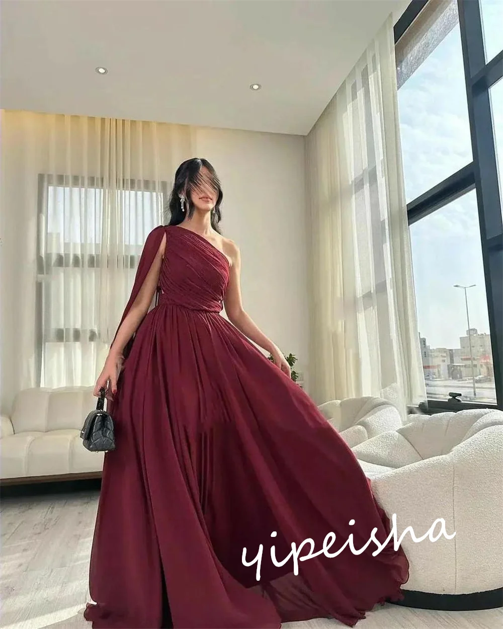 Ball Dress Saudi Arabia Prom Satin Draped Cocktail Party  Gown One-shoulder Bespoke Occasion  Long Dresses