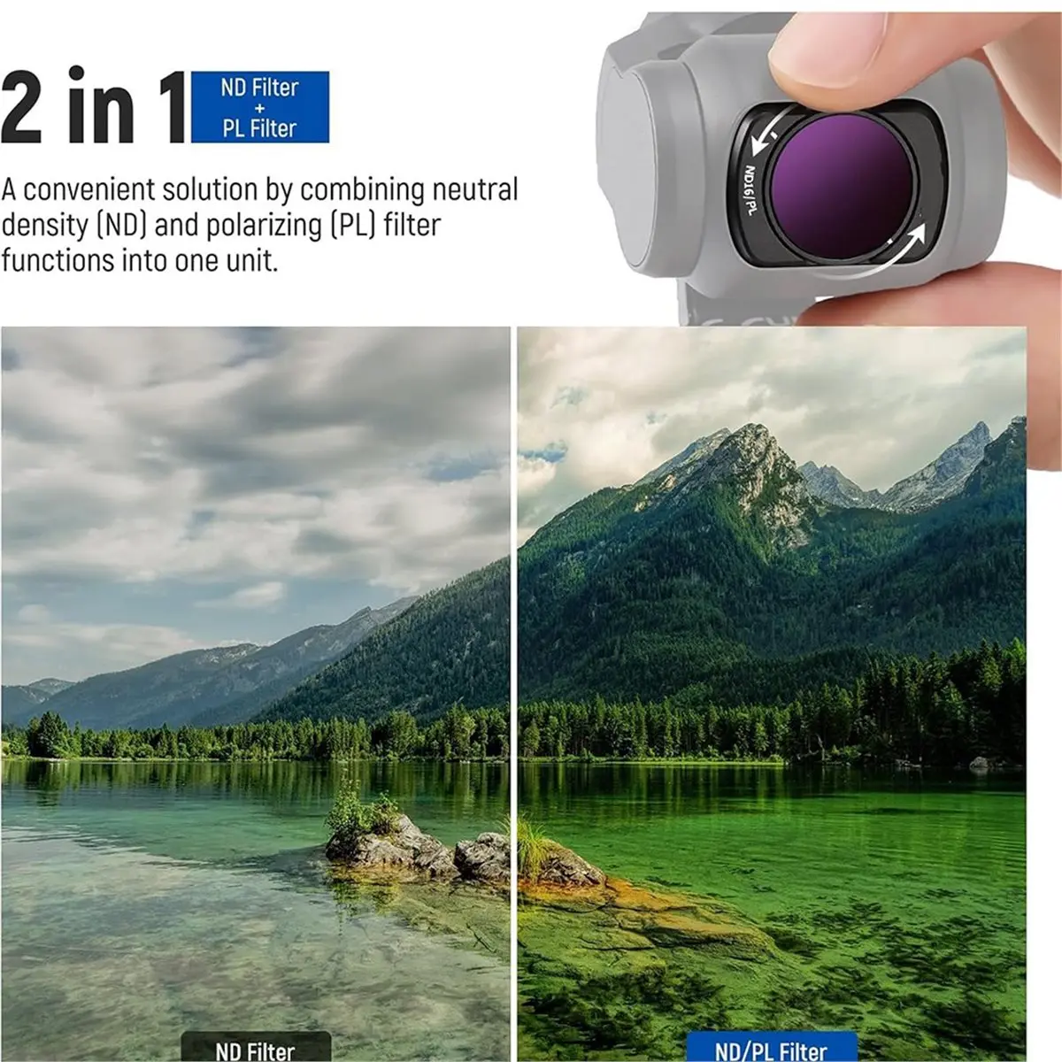 OKgood Magnetic Variable ND&UV&CPL Filter Set for DJI OSMO Pocket 3 Creator Combo Accessories, Action Camera Filters 4 Pack
