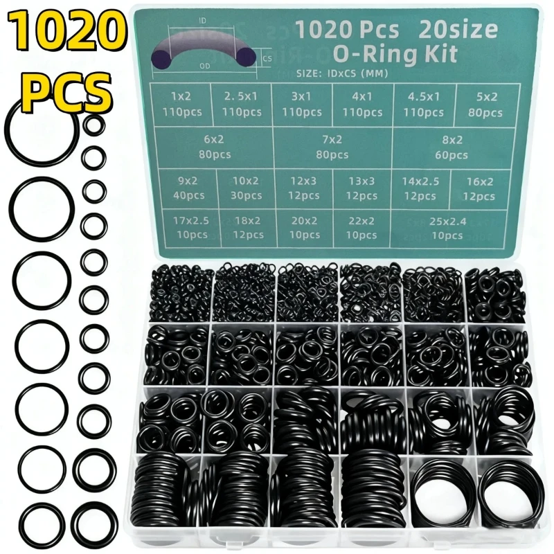 

1020pcs Boxed Nitrile O-Ring Repair Kit Sealing Ring Set For Car Repair Faucets Pipes Electrical Appliance Seal O-ring Seal Set