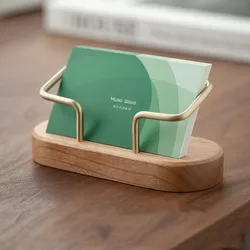 Oval Business Card Holder Organizer Office Desk Display Stand Memo Counter Accessories Tabletop Shelf Wooden Card Holder Storage