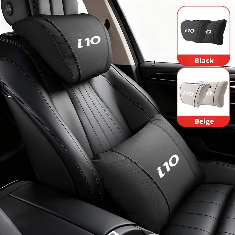 Reposacabezas de cuero para asiento de coche, soporte Lumbar, accesorios de Interior de coche para Hyundai I10 I20 I30 IX35 I40 Tucson Getz Veloster Kona Ela