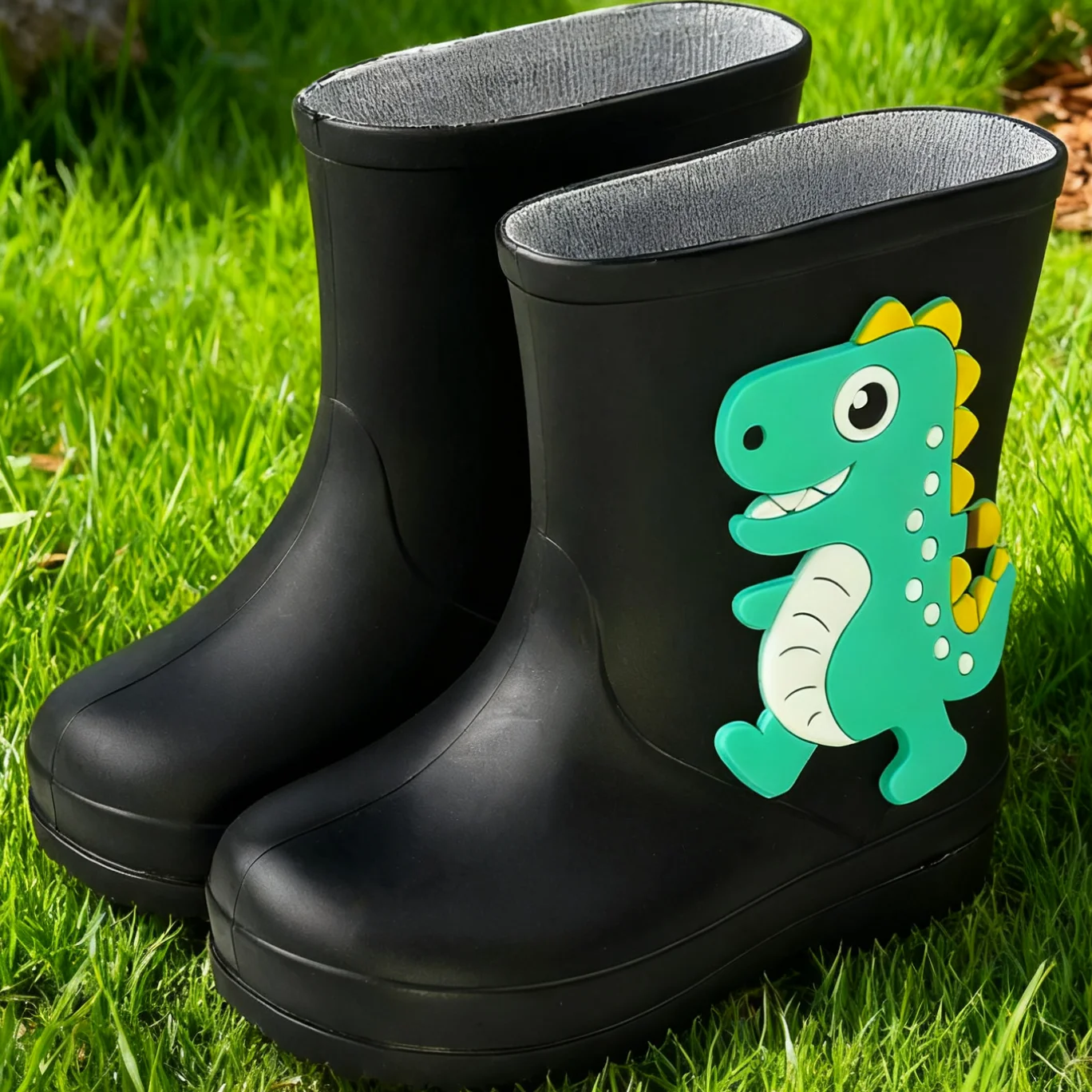 รองเท้ากันน้ำรุ่นใหม่ปี 2025 สำหรับวันฝนตก รองเท้าบูทยางกันฝนแบบหนาสำหรับเด็ก รองเท้าบูทหุ้มข้อต่ำ ลายการ์ตูนยูนิคอร์น