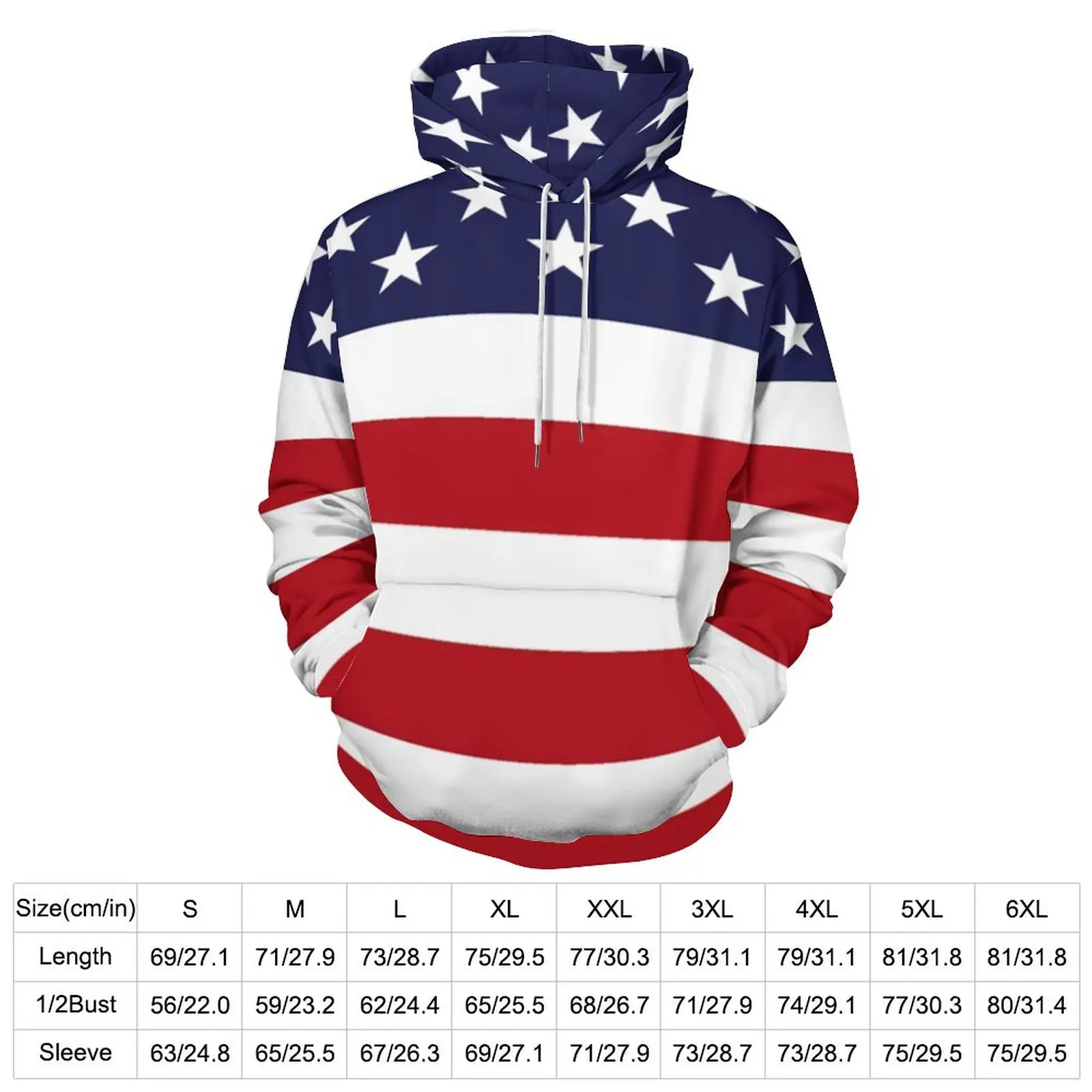 USA Flag Print Casual Hoodies American Stars And Stripes Street Fashion Pullover Hoodie Men Long Sleeve Retro Hooded Sweatshirts