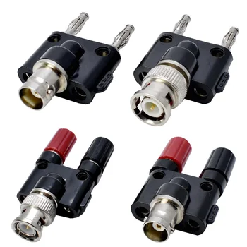 5/10 adet Q9 BNC muz dönüş iki çift 4mm muz erkek kadın Jack koaksiyel konnektör BNC Tee tipi 3Way Splitter RF adaptörü