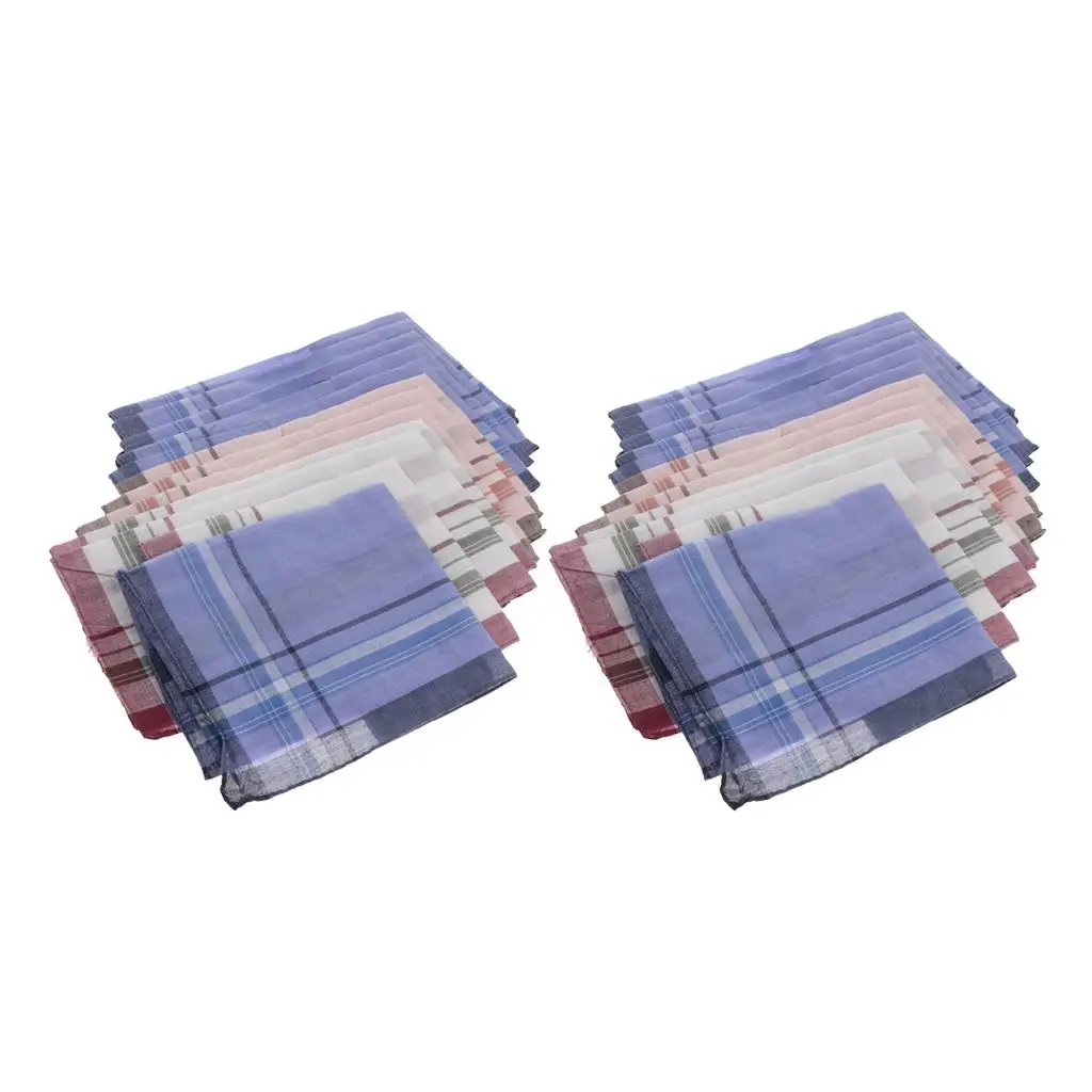 Vintage Style Cotton Plaid Handkerchiefs Men’s and Women’s Soft Pocket Squares for Wedding Party or Work