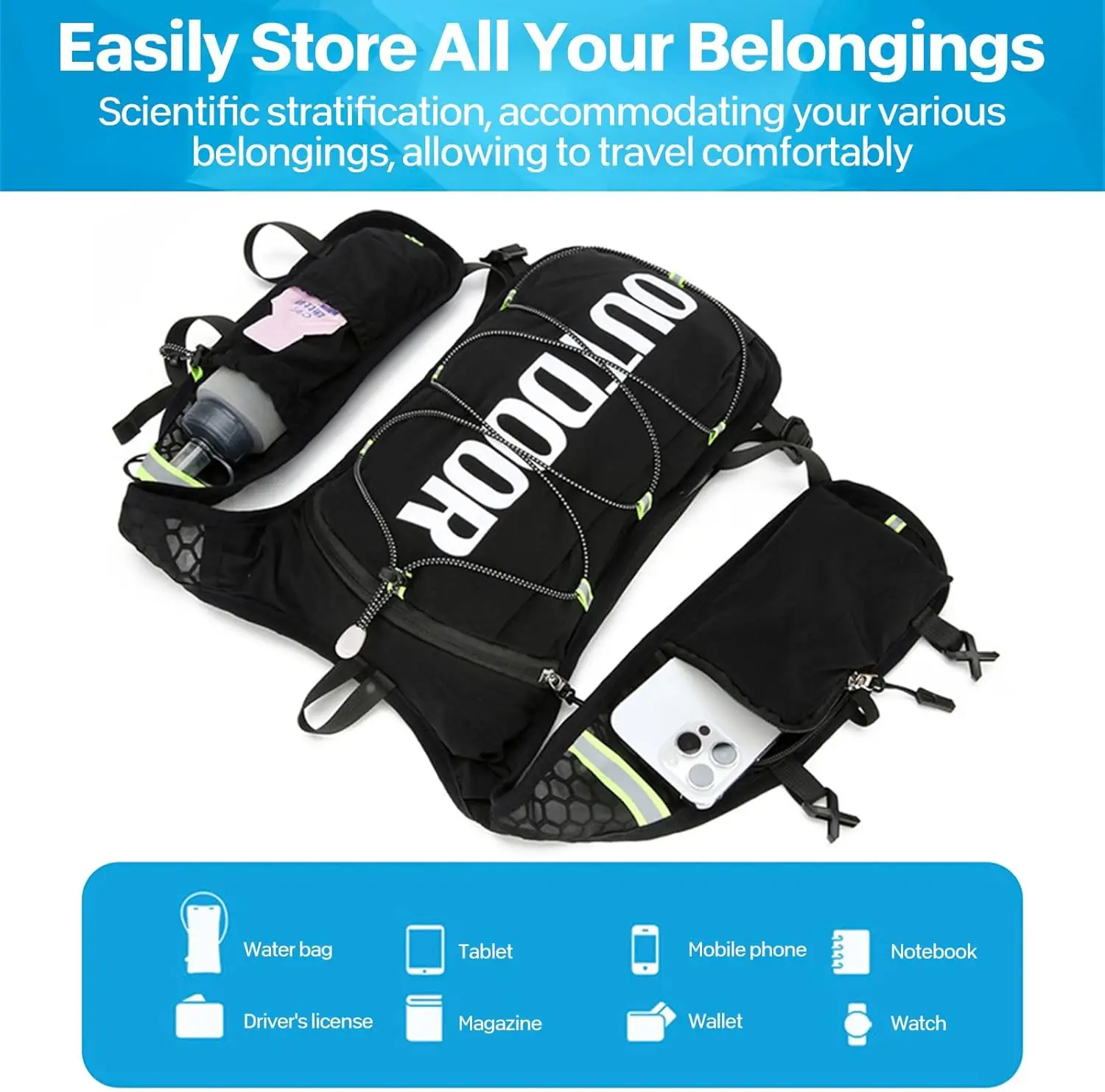 Running Vest Hydration for Women Men, Ultralight Breathable 5L Running Bag Phone Holder, Camel Hydraton Backpack Water Backpack
