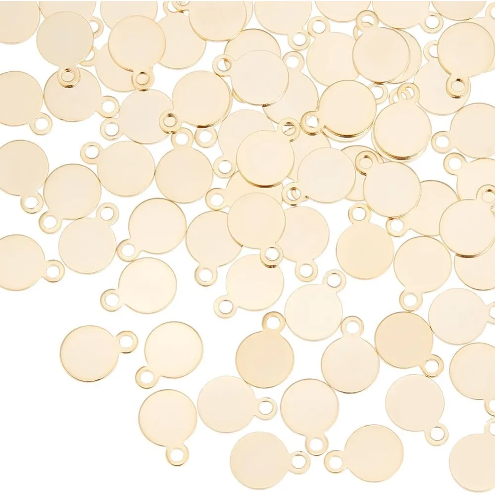 

100Pc Stainless Steel Charms Stamping Blank Tag Charm Metal Flat Round Charms Small Hole Smooth Charm for Earring Bracelet