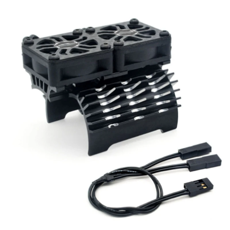 RC Fan RC Heatsink With Dual Cooling Fan RC Car Parts For Hobbywing Leopard 4268 4274 4092 1/8 1/10 RC Car (Black)