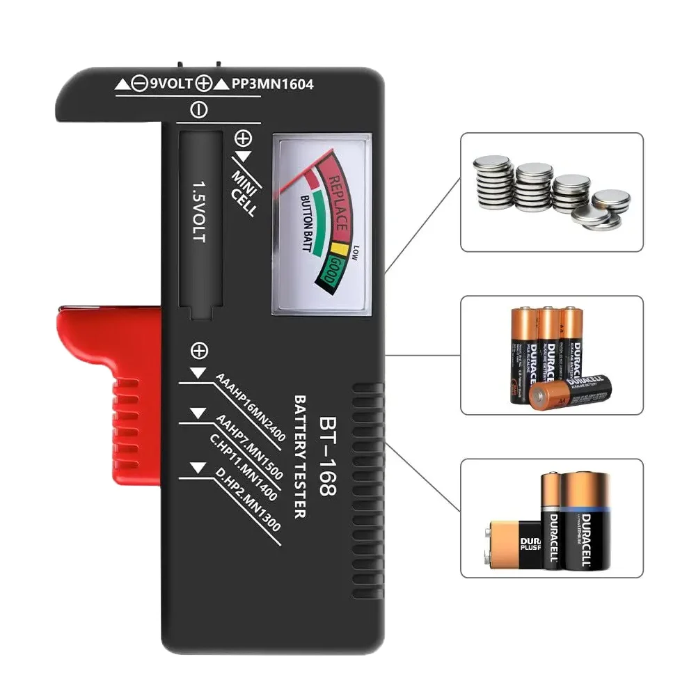 Universeller Batterietester für AA AAA 9V Knopfzelle mit farbcodierter Spannungsanzeige