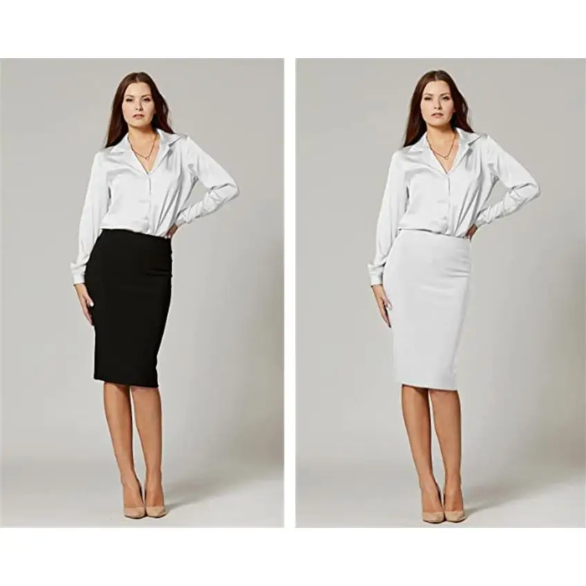 

Ele Double Layered High Waist Hip Hing f Body Skirt Polyester Fiber Office Wear Wrap around Skirt HW0026 Summer