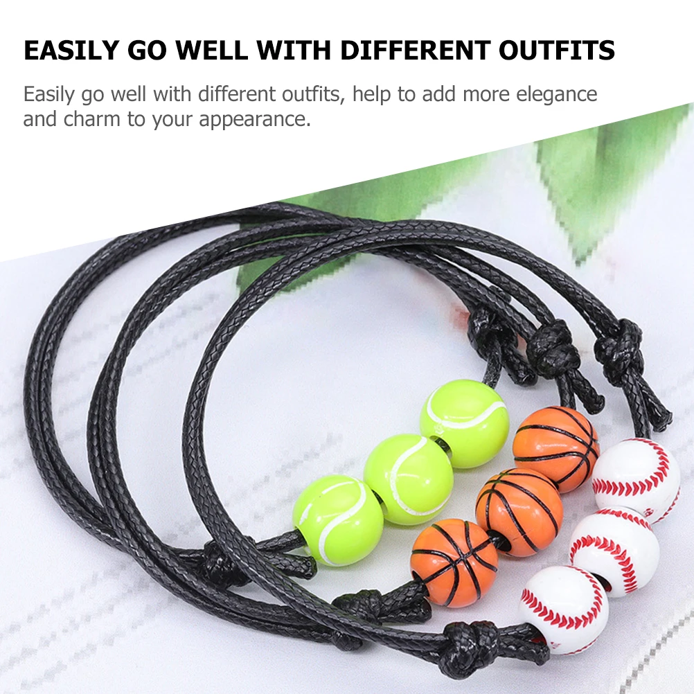 

3pcs Sports Bracelets Ball Themed Cotton Rope Woven Bracelet for Men Women Gym Tennis Basketball Accessories Gifts