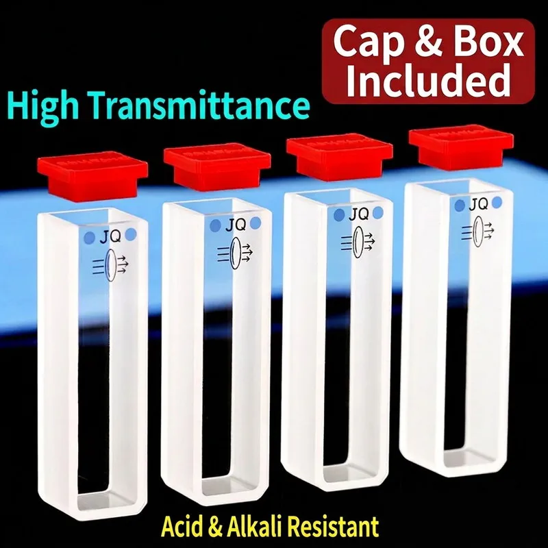 2 PCS  JGS1 quartz cuvette cells with lid 10mm path length for spectrophotometer lab