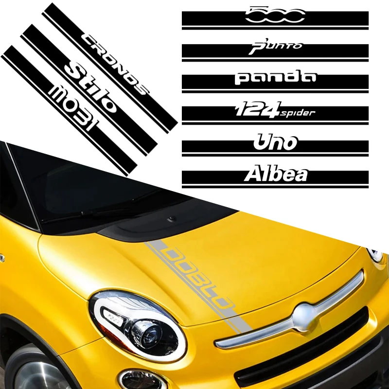 Vinilo Adhesivo para Capó de Coche Fiat FREEMONT LINEA ARGO PUNTO PANDA 500 SEICENTO SIENA IDEA BRAVO DOBLO, Película para el Capó Delantero