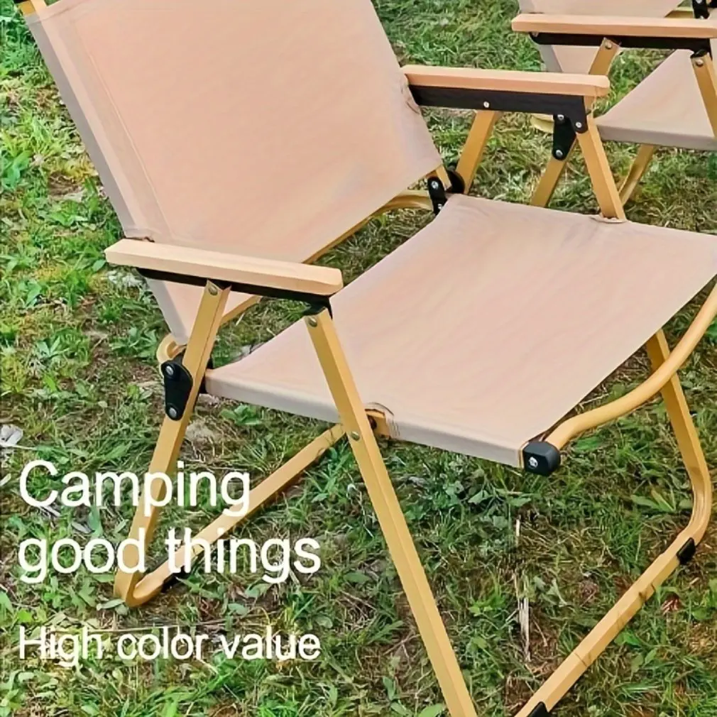 1Pcs Camping Chair Outdoor Portable Tourist Chair Aluminum Alloy Wood Grain Folding Chair Beach Equipment Chair