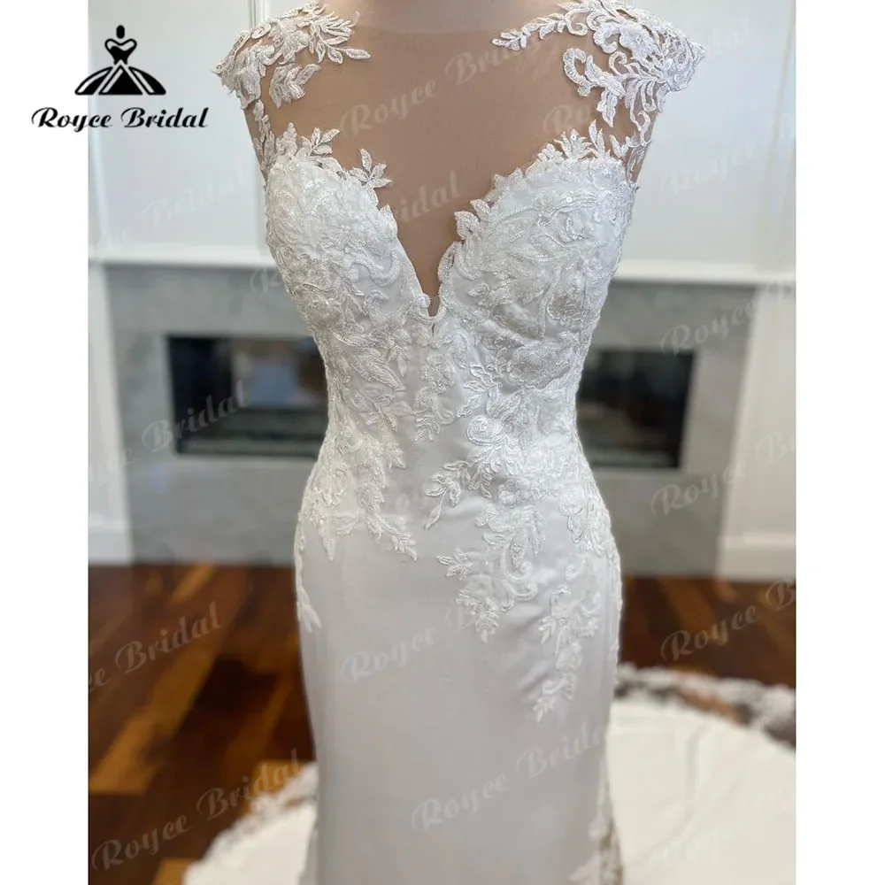 Roycebridal-vestidos De novia De encaje De sirena, sexys, Vintage, tren De corte, apliques, vestidos De novia personalizados, 2025