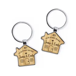 Wood Keychains Blanks Rectangle Ornaments Key Ring Jump Rings DIY Key Chain Bamboo Tags Keyring Engraving Custom Name Logo Gift