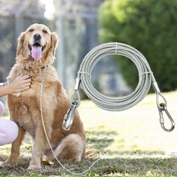 Double-headed Dog Tie Out Cable Leash ,raction rope with metal buckle steel wire anti-rust training collar,Outdoor Dogs Strap