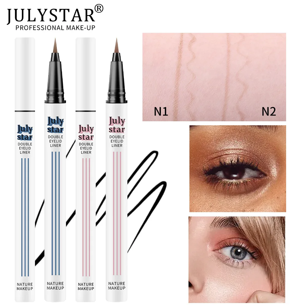 Julystar Waterdichte Sneldrogende Bruine Eyeliner Vloeibare Eyeliner Cosmetische Vrouwen Make-Up Natuurlijke Persistentie Eenvoudige Eyeliner Pen