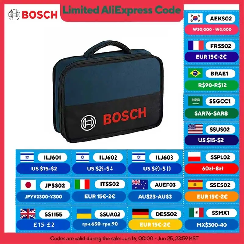 

Полотняная сумка для инструментов Bosch T-Bag Mini/S, водонепроницаемая, износостойкая, портативная, для электрика, специальная сумка для хранения инструментов для технического обслуживания