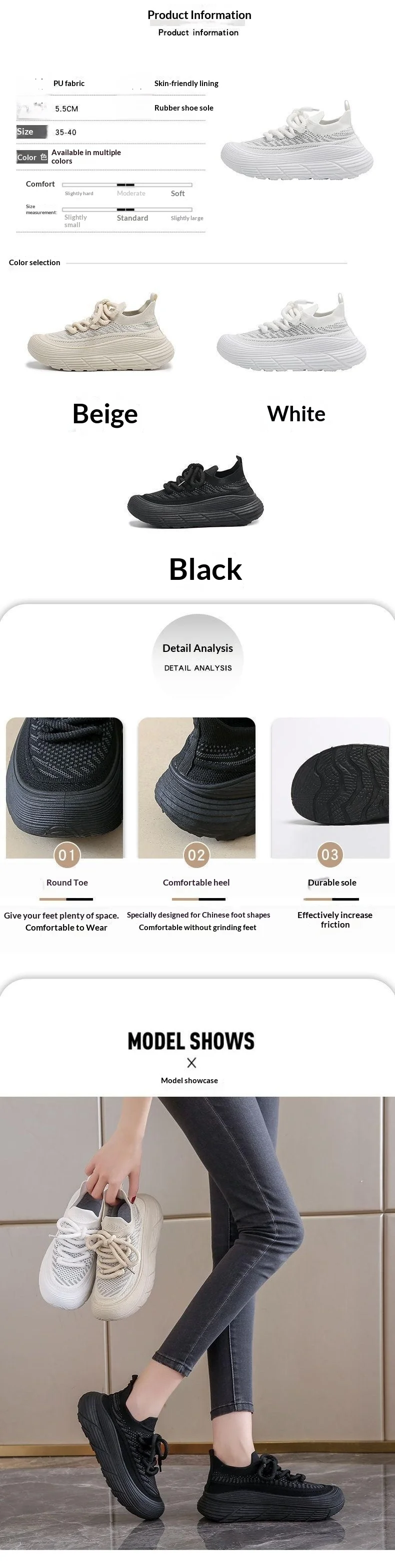Sommerliche atmungsaktive Mesh-Strick-Socken-Sneaker für Damen mit Wellensohle, dicker Plateauhöhe, leichtgewichtig, lässig, zum Gehen und für den Sport – Detail 3