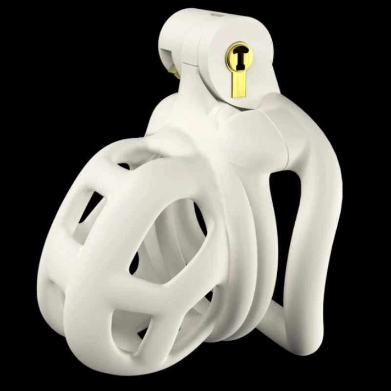 جديد اللون ذكر القضيب قفل العفة قفص مع قفل و 4 حلقات الراتنج العذرية للرجال زوجين تنفس خاتم الديك القضيب ضبط النفس