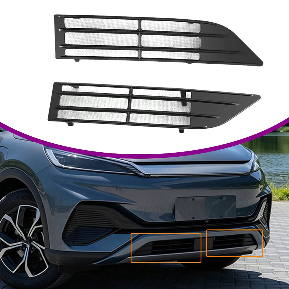 2pcs Matte Black Front Grille Mesh Net Covers for BYD Atto 3 Yuan Plus 2022-2023 Left Hand Drive