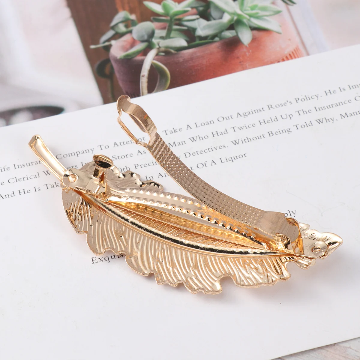 

2 шт., заколки для волос в форме листа, большой размер, золотистый, серебристый, прочный сплав, элегантные аксессуары для волос, женская заколка для волос