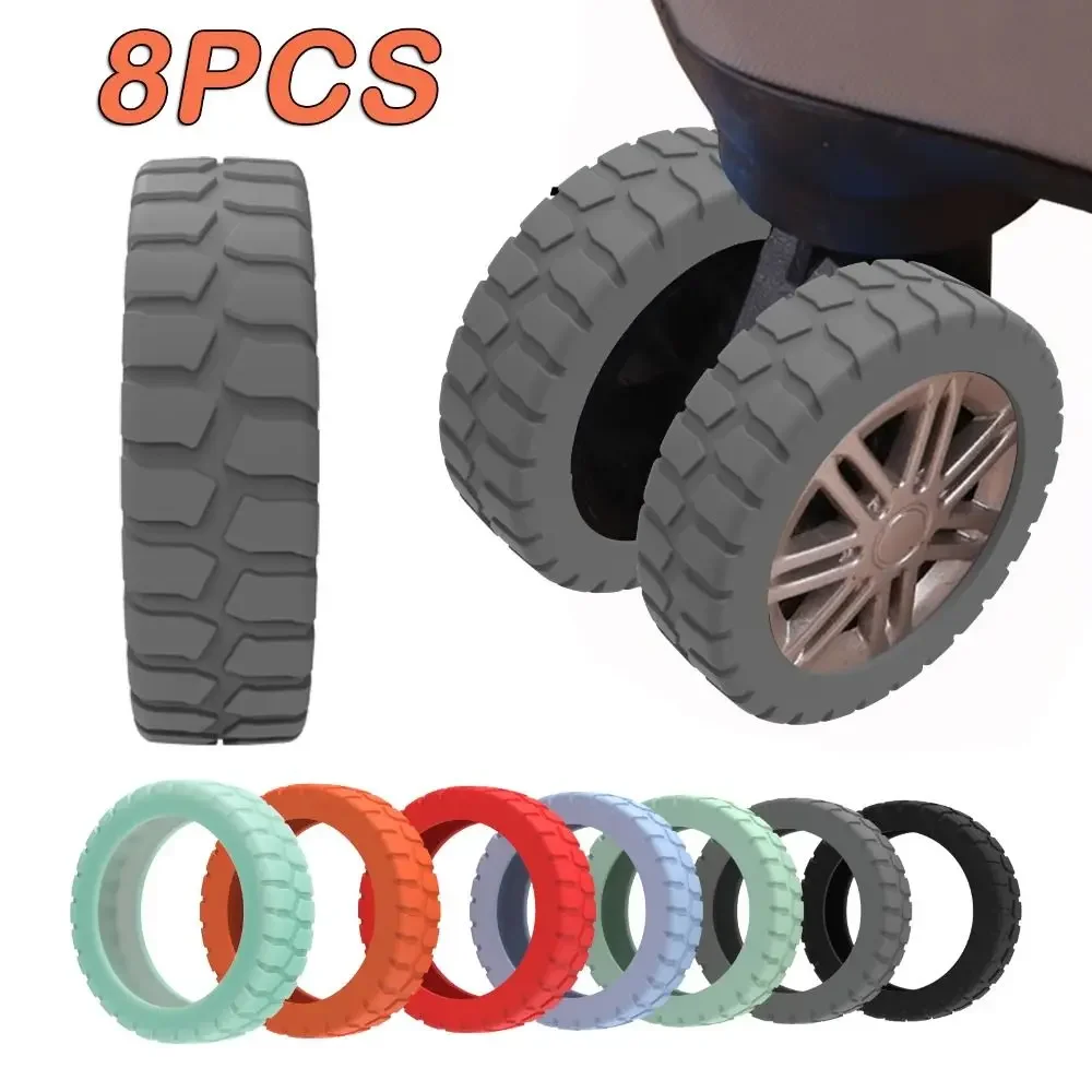 8PCS Silicone Luggage Wheels Protector with Silent Sound Reduce Noise Trolley Box Casters Cover Thicken Texture