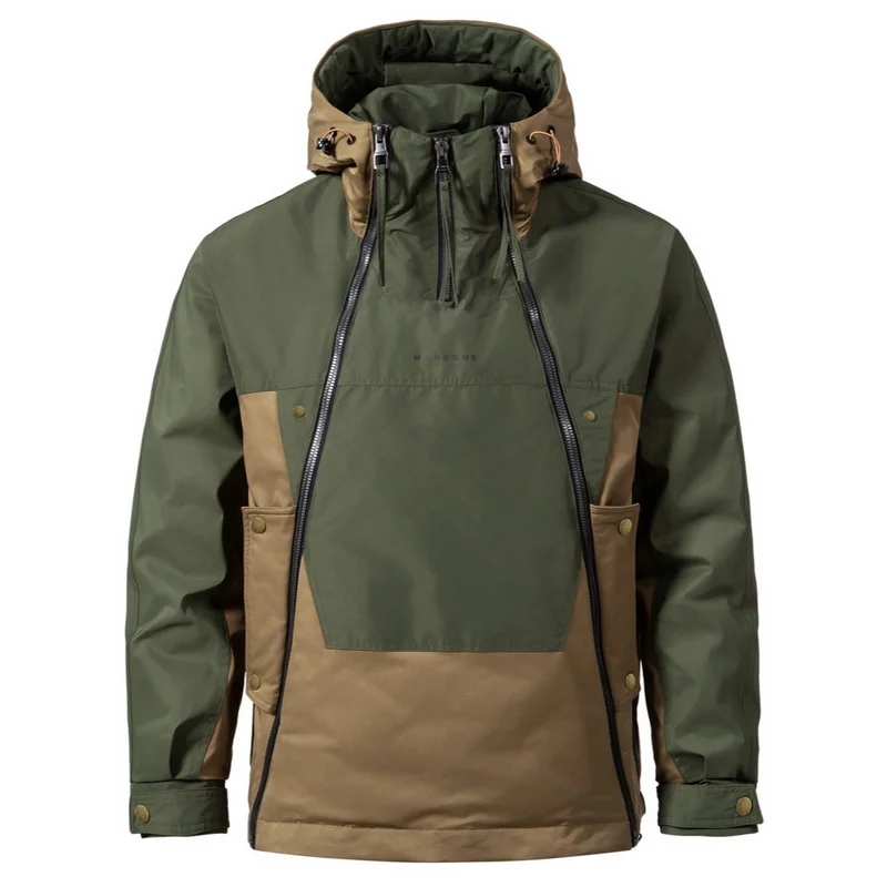 Men's Techwear Parkas Winter Cotton Padded Thick Warm Cargo Jacket For Male Hooded Patched Mechanic Overcoat Outerwear