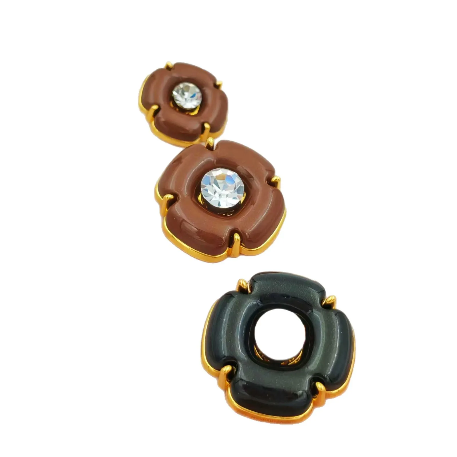 جديد ريترو الكورية نمط الماس جزءا لا يتجزأ من أزرار معدنية DIY بها بنفسك كتلة اللون فستان بتصميم بدلة مع مخيط يدويا الملابس الخياطة الملحقات