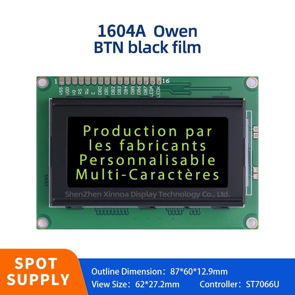 

LCM LCD Display 1604A European Character LCD Module Display BTN Black Film Yellow Character Industrial Control Computer