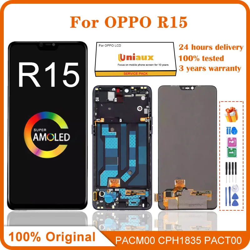 Original LCD Display with Frame, Touch Screen Digitizer Assembly, OPPO R15, PAM00, CPH1835, 6.28\