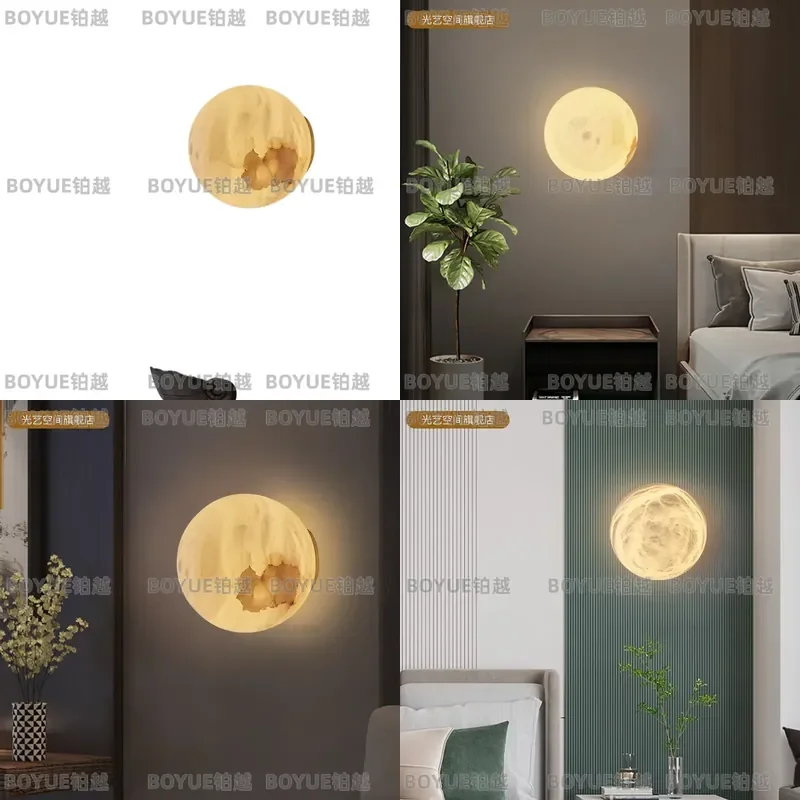 for Natural Spanish Marble Ball Wall Lamp Minimalist Nordic Background Living Room Dining Bedroom Bedside Home Silent Wind