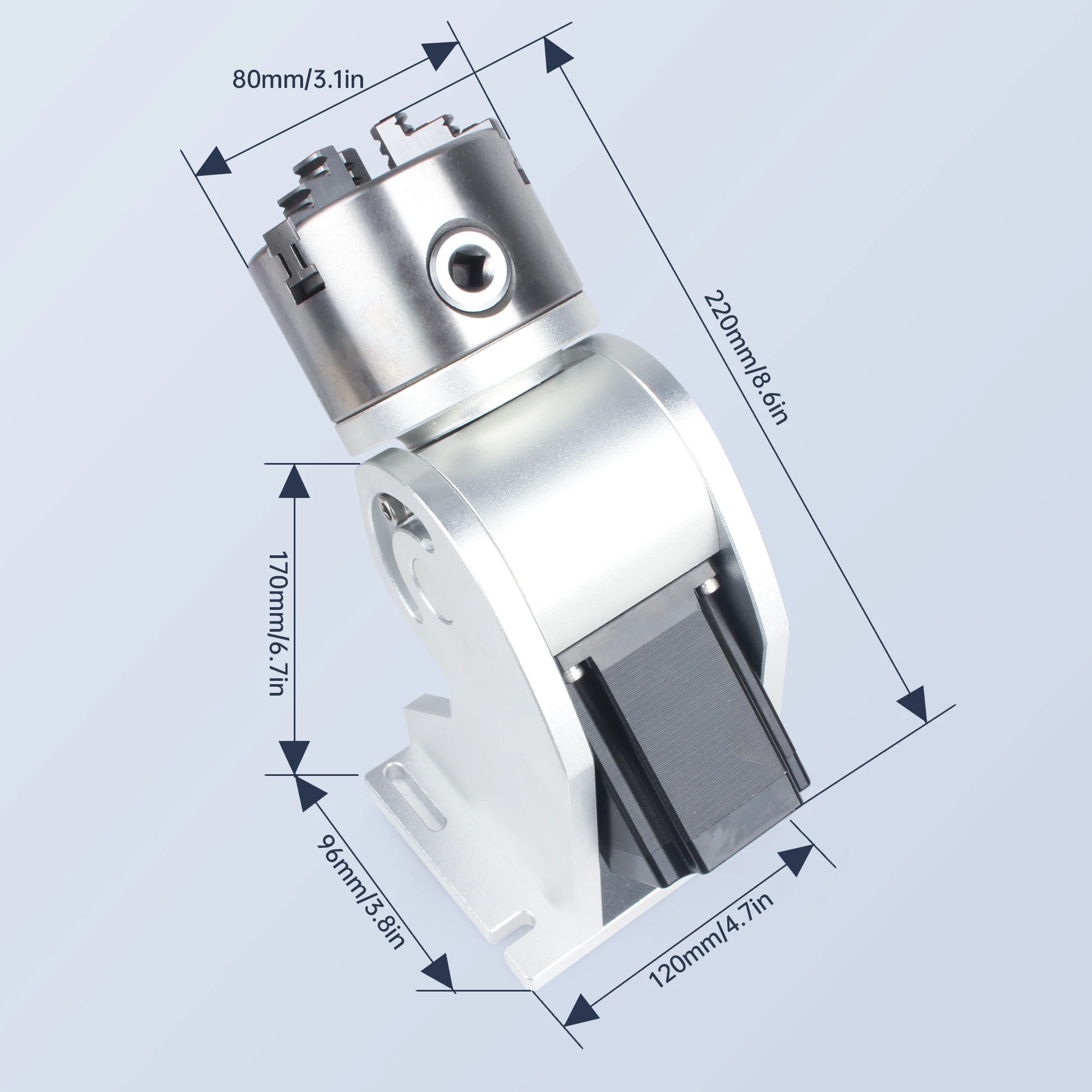 D80 Rotary Axis With DM542 Driver + Wire Connector For CO2 / Fiber Laser Marking Engraver Machine Part