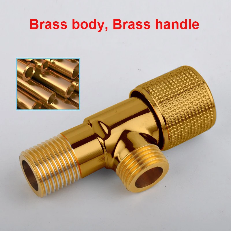 

G1/2 Brass Hot ＆ Cold Inlet Valve Bathroom Faucet Stop Valve Kitchen Sink Basin Triangle Valve Water Pressure Regulator