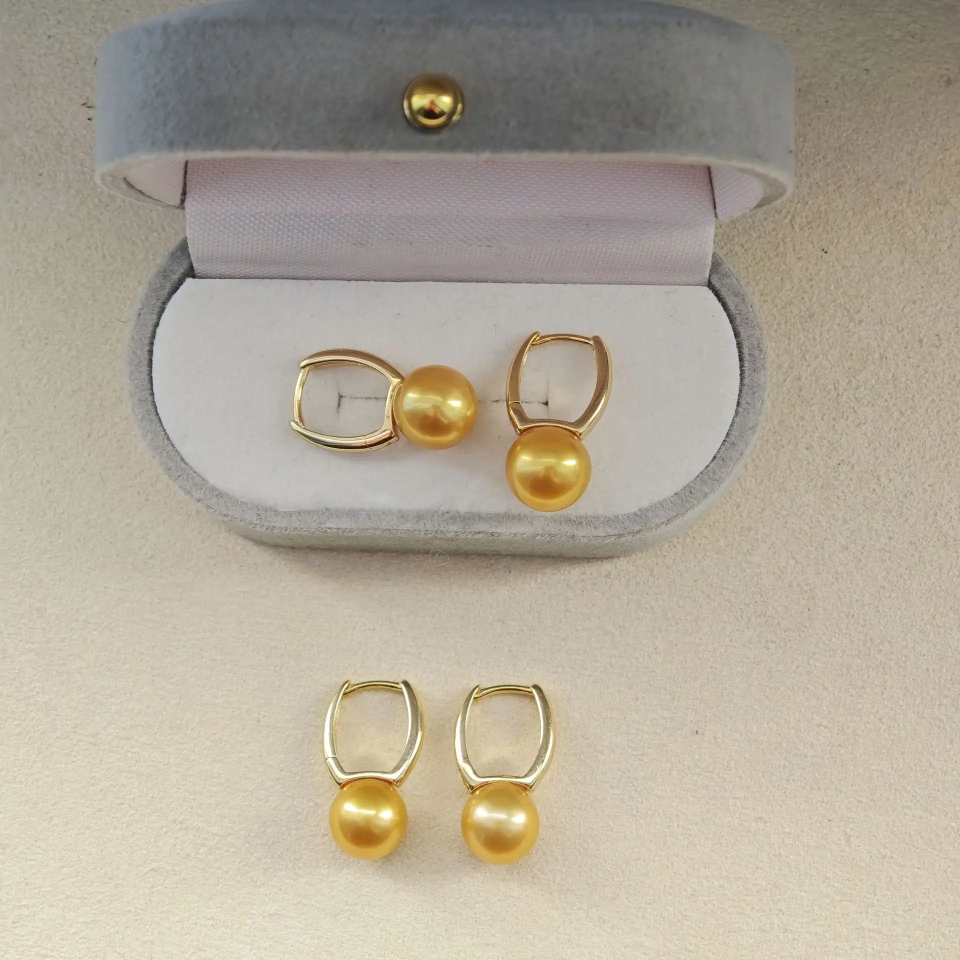 

Элегантные серьги AAAA9-10 мм 10-11 мм Натуральный круглый золотой жемчуг Южного моря Серьги 925s