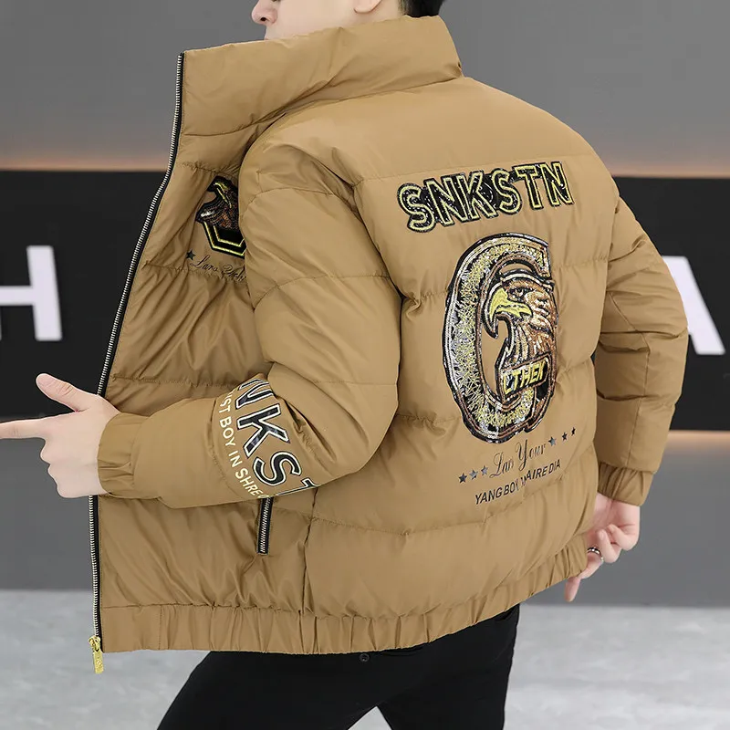 

Warm Cotton Jaet Stand Collar Youth Men's Faion Urban Sle Stand Fit A0 Winter Outerwear Coat for Men