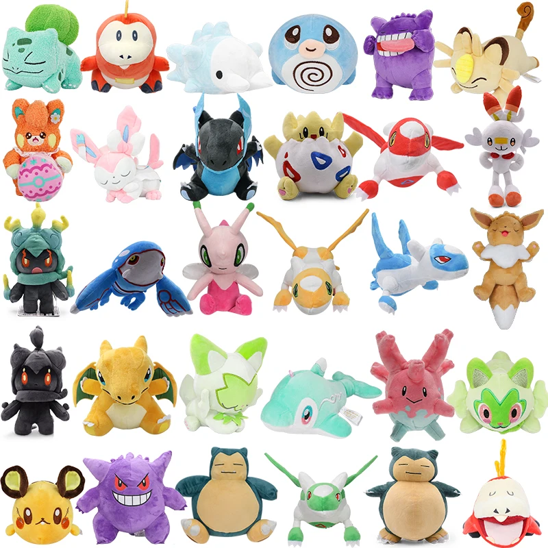 

Pokemon Plushies Toys Skitty Lapras Bulbasaur Sylveon Charmander Kyogre Eevee Snorlax Snom‌‌ Gengar Plush Stuffed Dolls Gifts