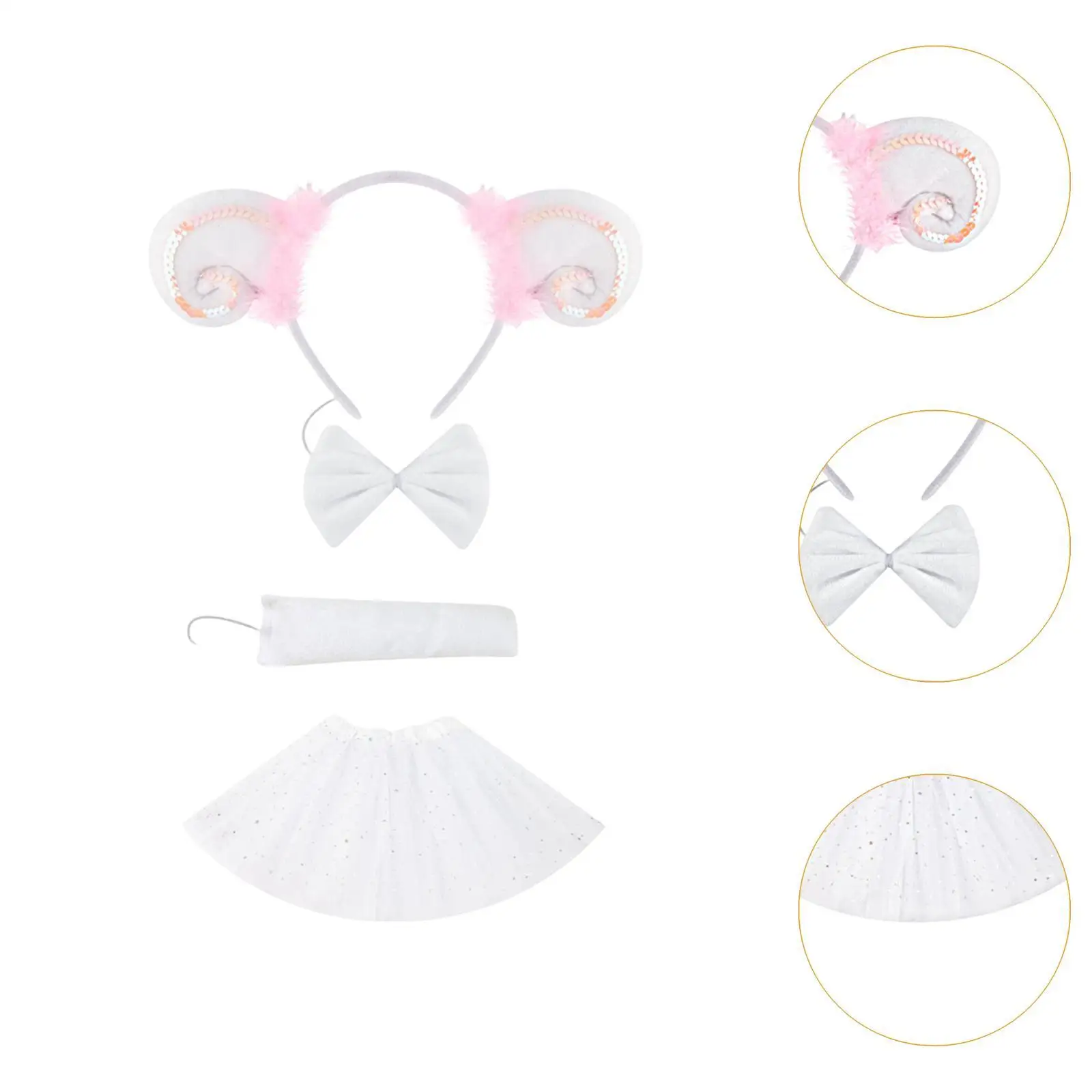 양 의상 세트 역할 놀이 무대 공연을위한 귀 머리띠가있는 동물 의상 액세서리 생일 파티 할로윈 파티