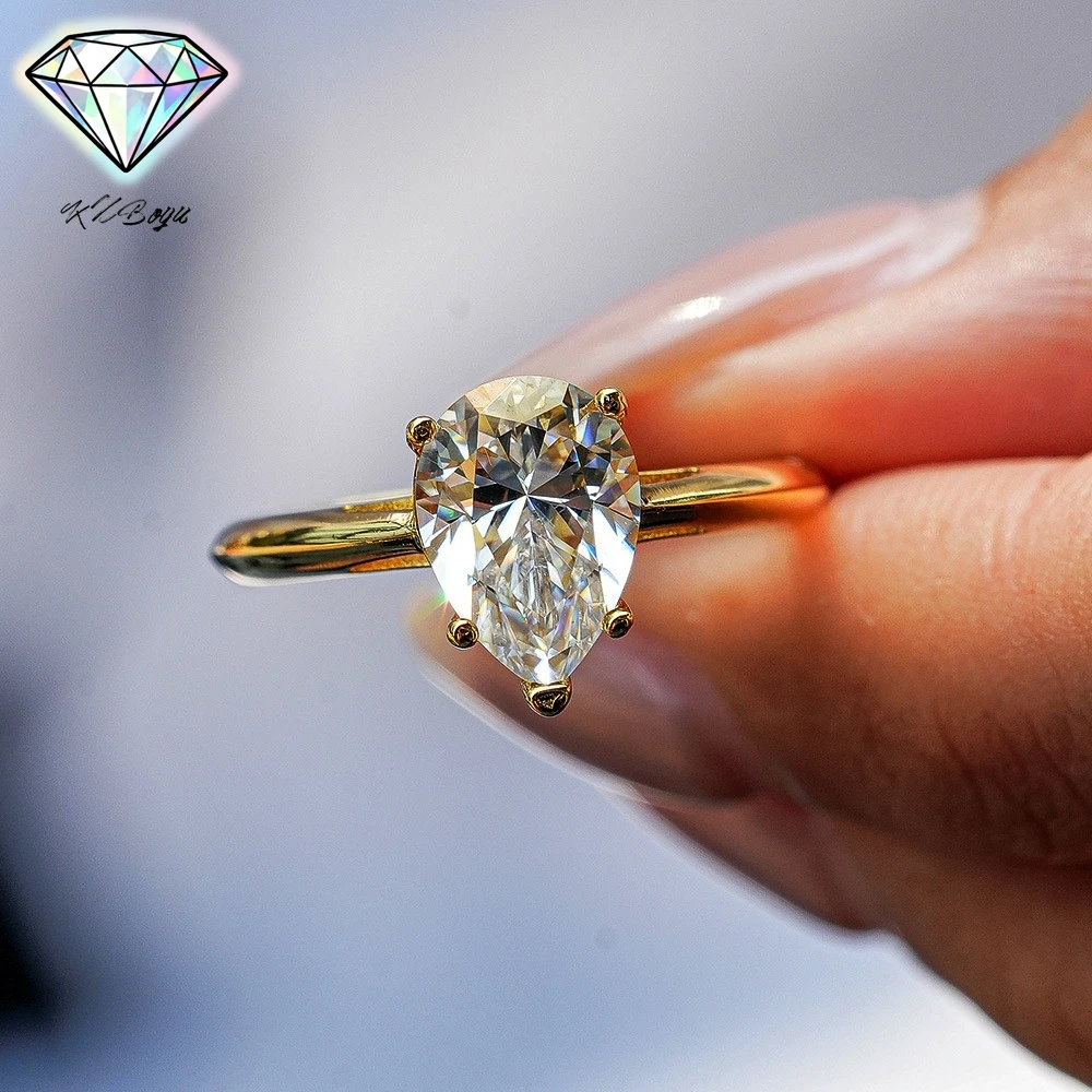 

2CT Water Drop/Pear Cut 18K Gold Moissanite Engagement Ring for Women 925 Sterling Silver Diamond Wedding Ring with Certificates