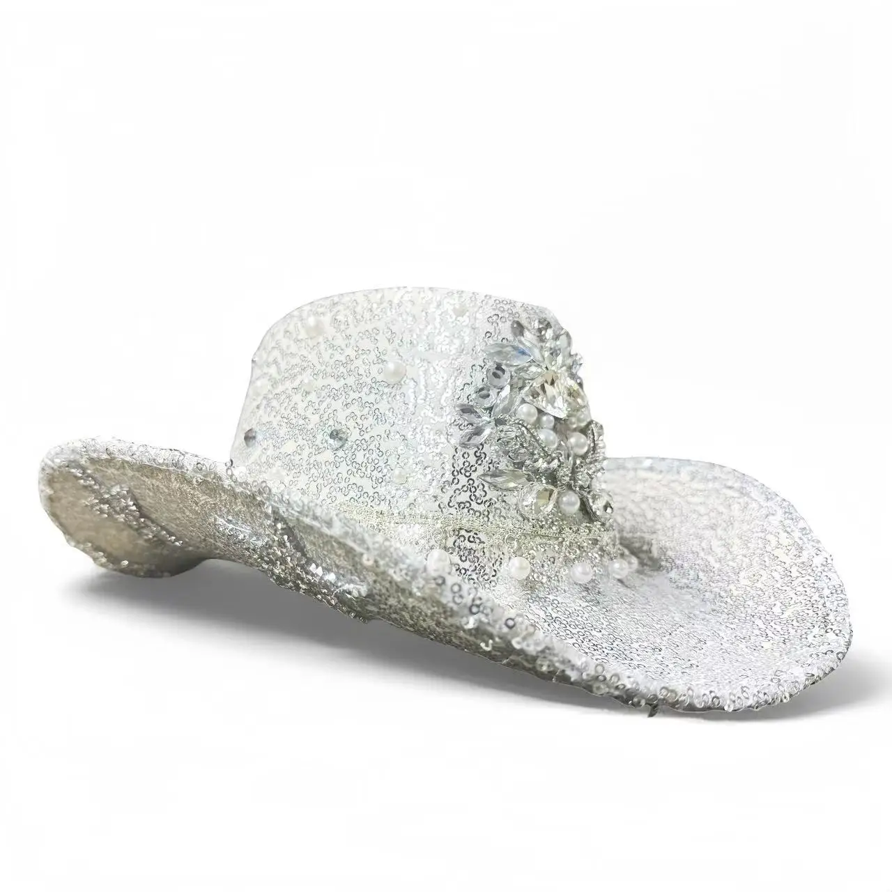 HongLuan Glitter Costume Cappello Adulto e Cappelli da Cowboy Strass per Donna, Cowboy Cosplay Accessori Femminili e Berretto da Cowgirl