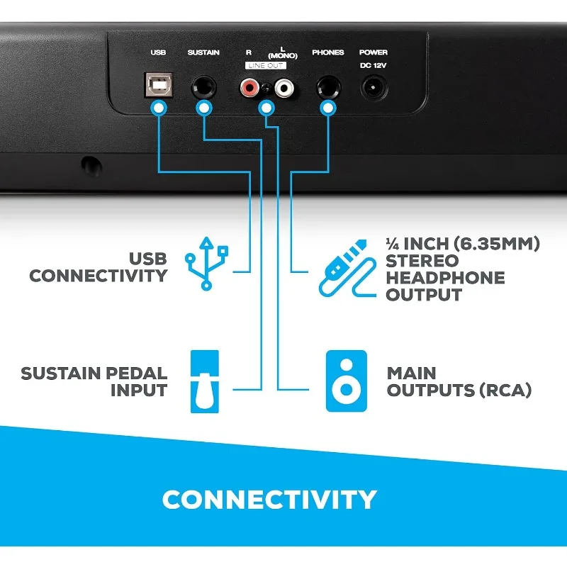 Tastiera per pianoforte digitale a 88 tasti con tasti Semi ponderati, altoparlanti 2x20W, 5 voci, Split, Layer e modalità di lezione