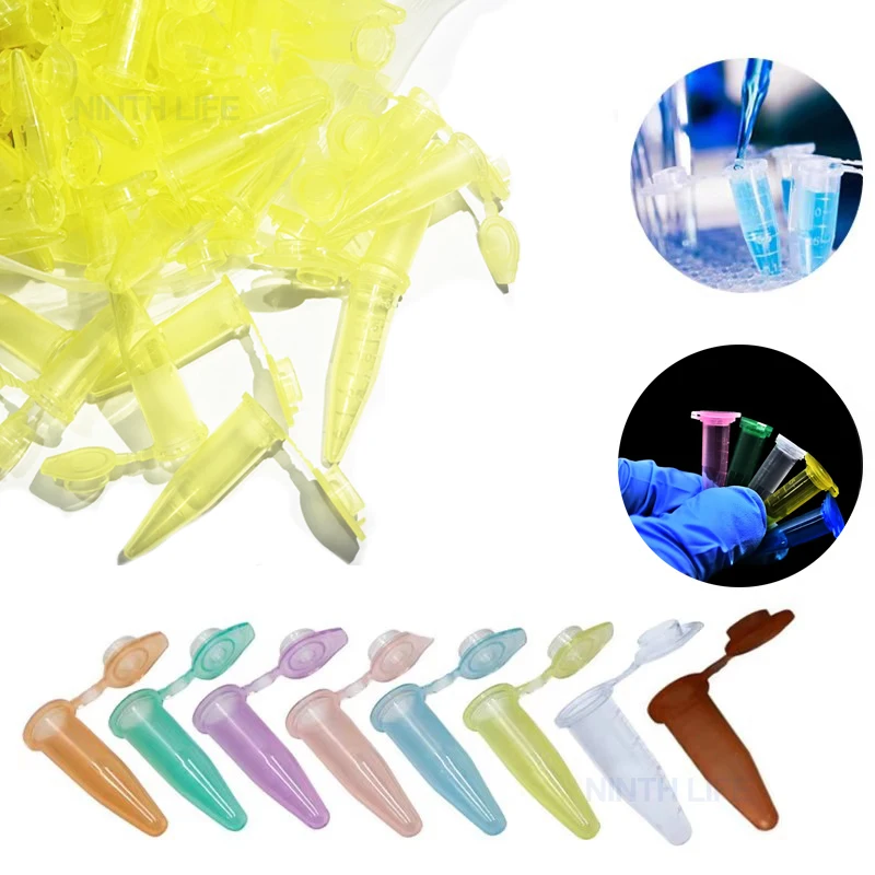 100 Stück 1,5 ml Labor-Mini-Plastik-Reagenzgläser Zentrifugenfläschchen mit Schnappverschluss Bunte 1500 µl EP-Röhrchen Graduierte Mikrozentrifugenröhrchen – Detail 6