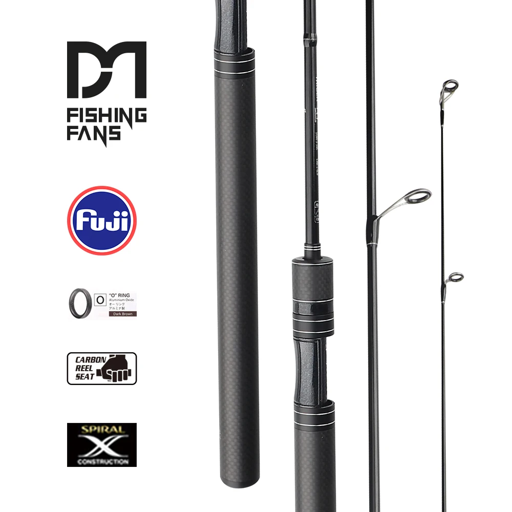 Caña de Pescar FISHINGFANS ORCA FUJI O GUIDE con Mango de Carbono, Tipo Spinning GALATAMA, 1.8m 1.98m 2.13m 2.4m, Potencia Ligera L/ML