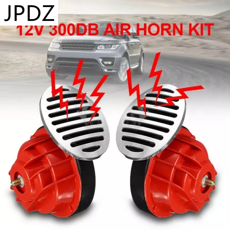 2Pcs 12V 300DB Car Air Horn Snail Horn Motorcycle Alarm Loud Boat