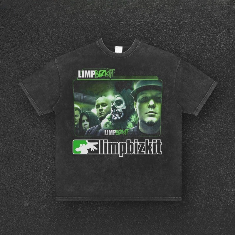 

Limp Bizkit Soft Cookies Rock American High Street Washed Aged Нейтральная футболка с короткими рукавами Trendy Ins Y2k