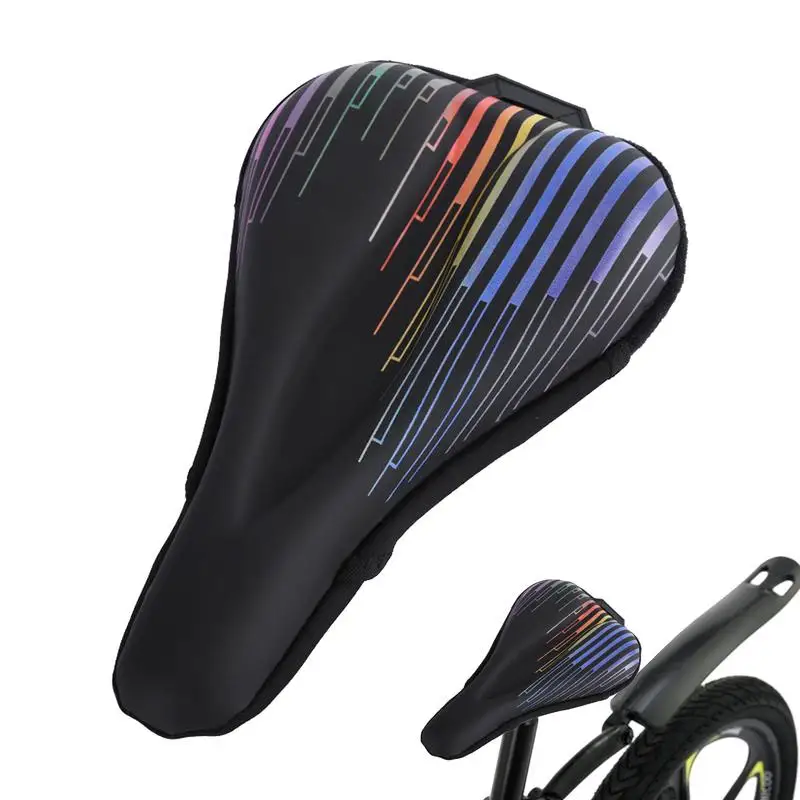 

Cushioned Bike Seat Cover PU Leather Silicone Non-Slip Breathable Bicycle Seat Cover Gel Bike Seat Cover For Women Men Bike