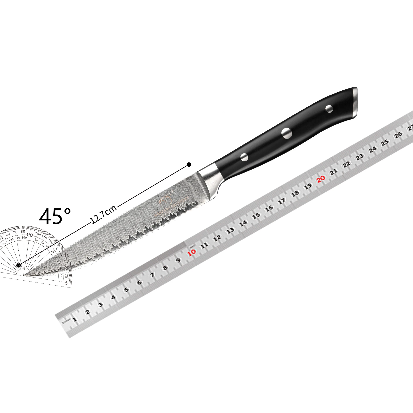8 Pieces VG10 Damascus Steel Steak Knife Set  Comfort Grip Ergonomic Handle Wood Gift Case for Family Dinners Restaurant Home Steak Meal Preparation view 8