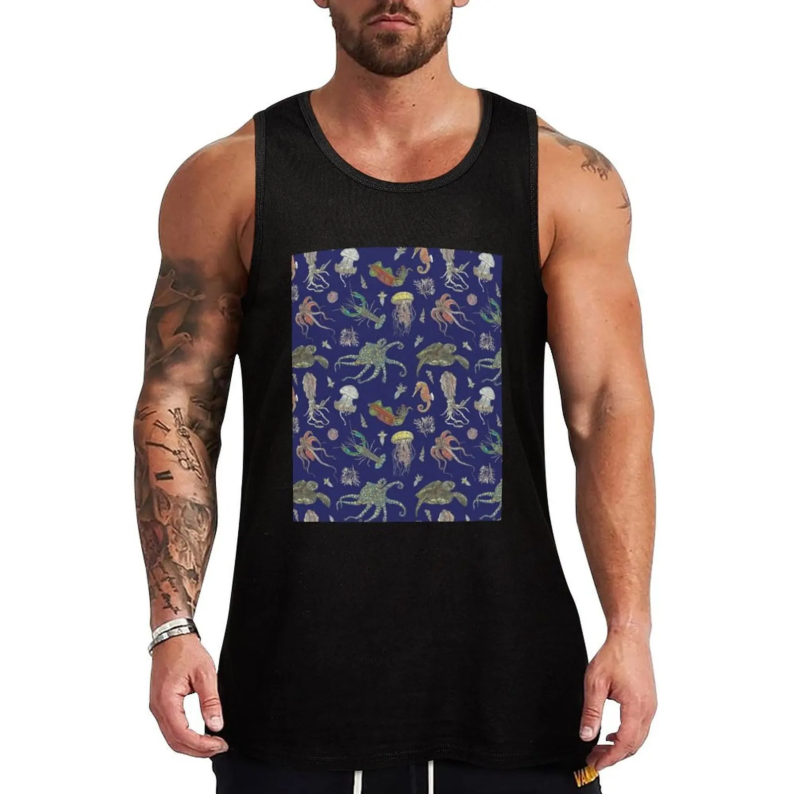 

Deep Sea Creatures Tank Top sleeveless vest men Men's clothes luxury style t-shirt for men mens designer clothes